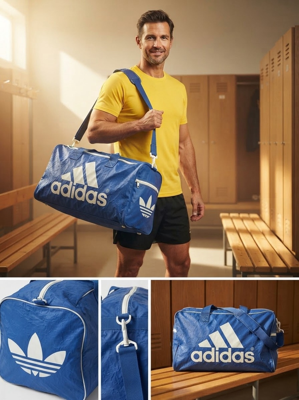 adidas Originals Blue Duffel Bag with White Trefoil Logo